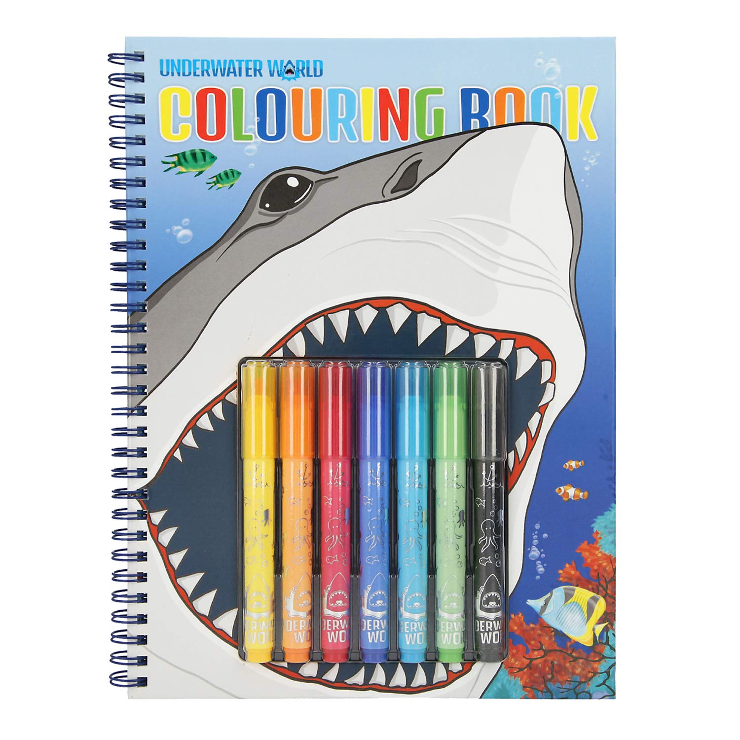 Depesche Livre de coloriage avec 7 feutres Dino World Underwater, Environ 27 x 20,6 x 2,5 cm