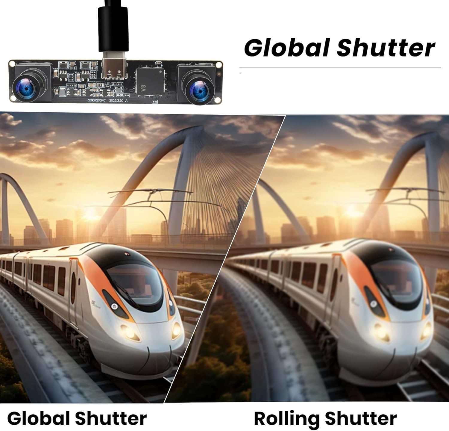 120fps 3D Stereo USB Camera Global Shutter 1200P Synchronization Dual Lens Module 90 Degree for PC Computer USB2.0 Plug and Play Face Recognition QR Codes Scanning