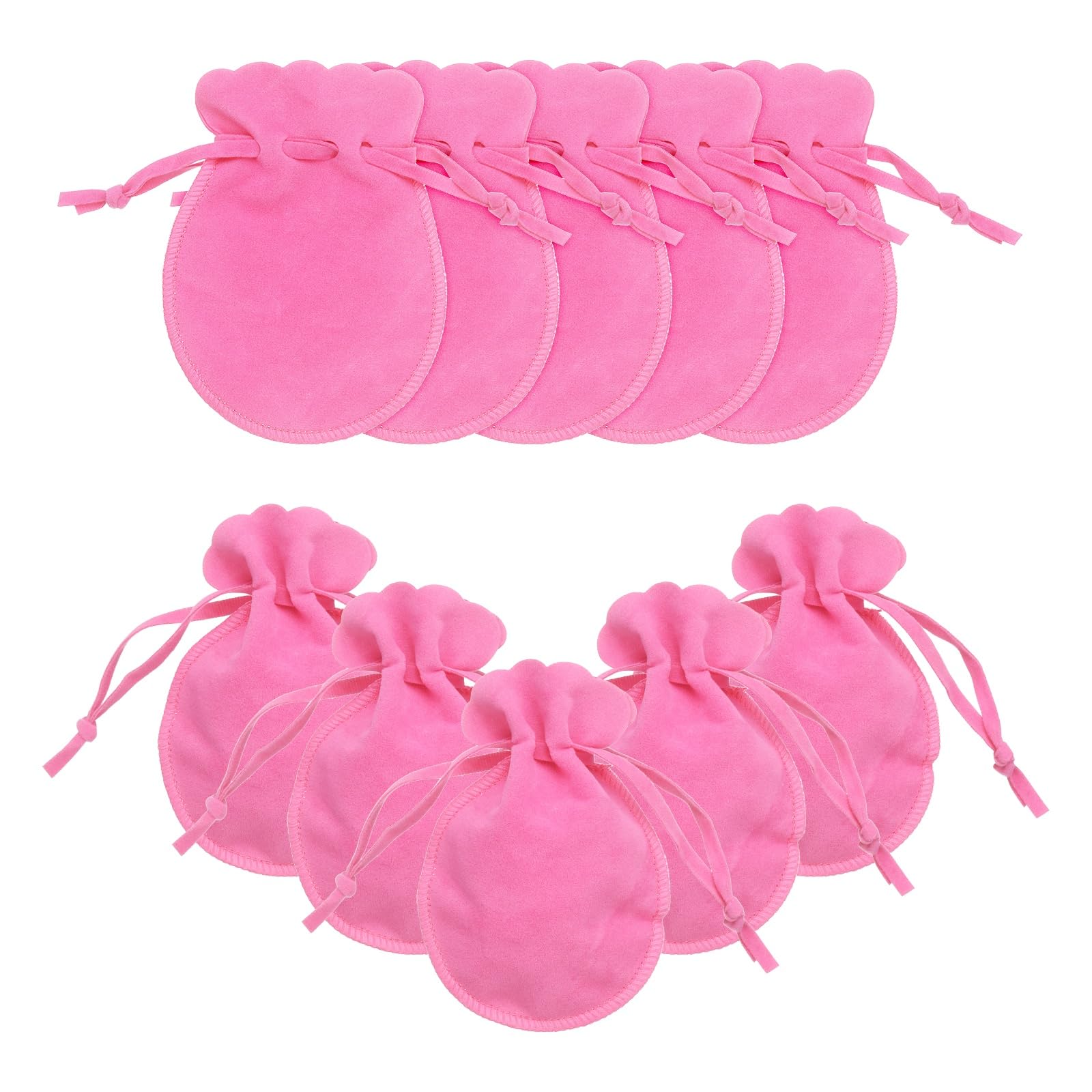 sourcing map 10 Pcs Small Velvet Drawstring Pouches, 3.5" x 4.7" Flannel Calabash Shape Drawstring Jewelry Pouches Velvet Jewelry Bags for Wedding Birthday Party Favors, Rose Red