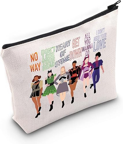 LEVLO Broadway Queen - Bolsa de maquillaje para cosméticos, regalo para amantes del teatro musical, seis reinas, bolsa de maquillaje musical con