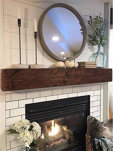 Miniatura 1 de Repisa de chimenea, chimenea sintética de 60 pulgadas, estante flotante de madera maciza, repisa de madera maciza para chimenea, decoración de