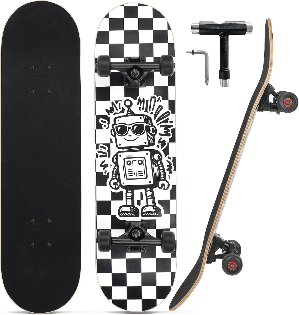 Skateboards for Beginners Adults Teens Youths Kids Boys Girls 31"x8" Standard Complete Skateboard 7 Layer Canadian Maple Double Kick Concave Skate Boards