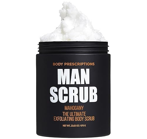 Body Prescriptions Exfoliante corporal para hombres  Lavado de limpieza de piel definitivo en frasco con tapa de rosca, para todo tipo de piel, 21