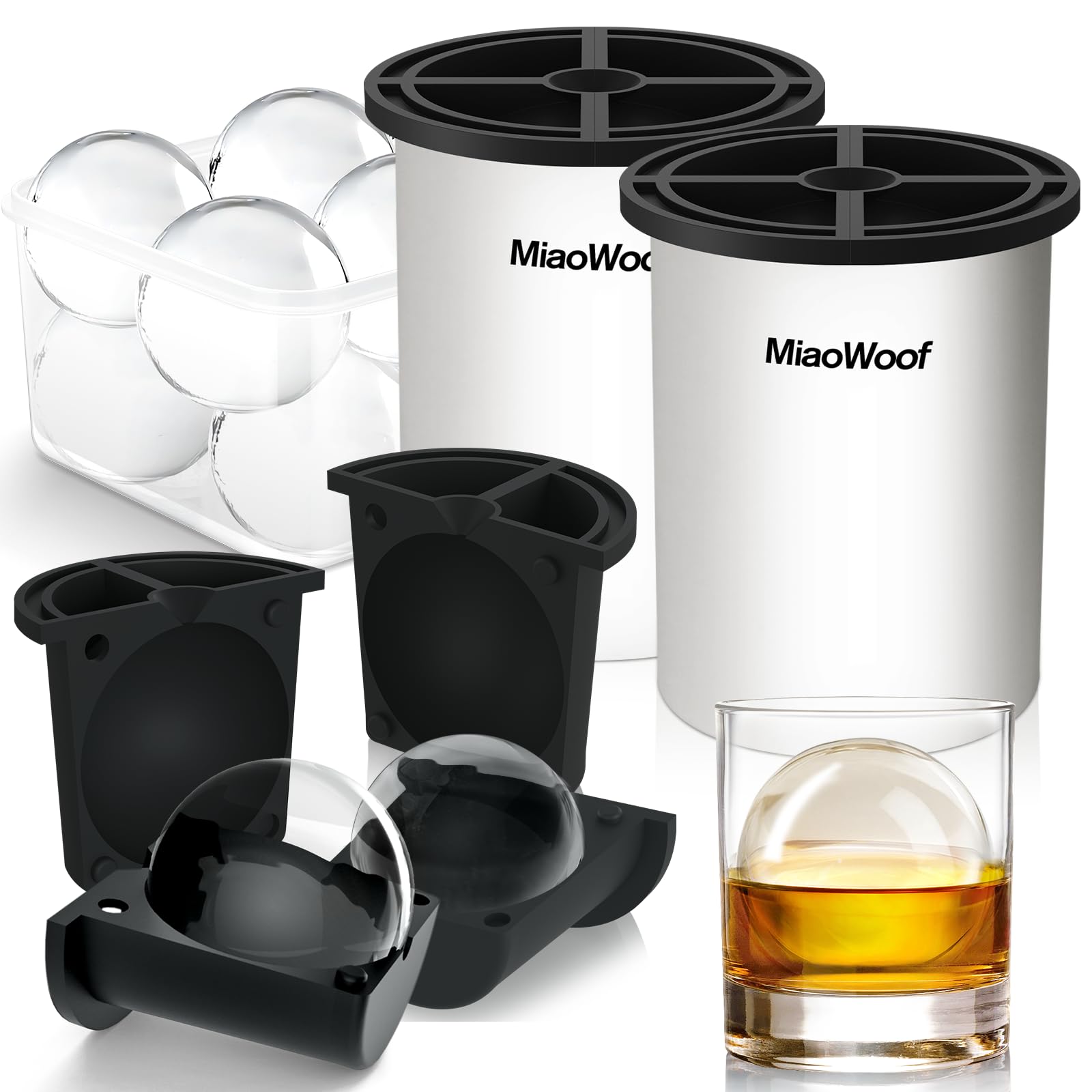 Clear Ice Cube Maker, 2.5 Inch Stainless Steel Crystal Large Clear Ice Ball Maker, Silicone Ice Cube Mold for Cocktails, Drinks & Bourbon, Whiskey Gifts for Men (2 Pack)