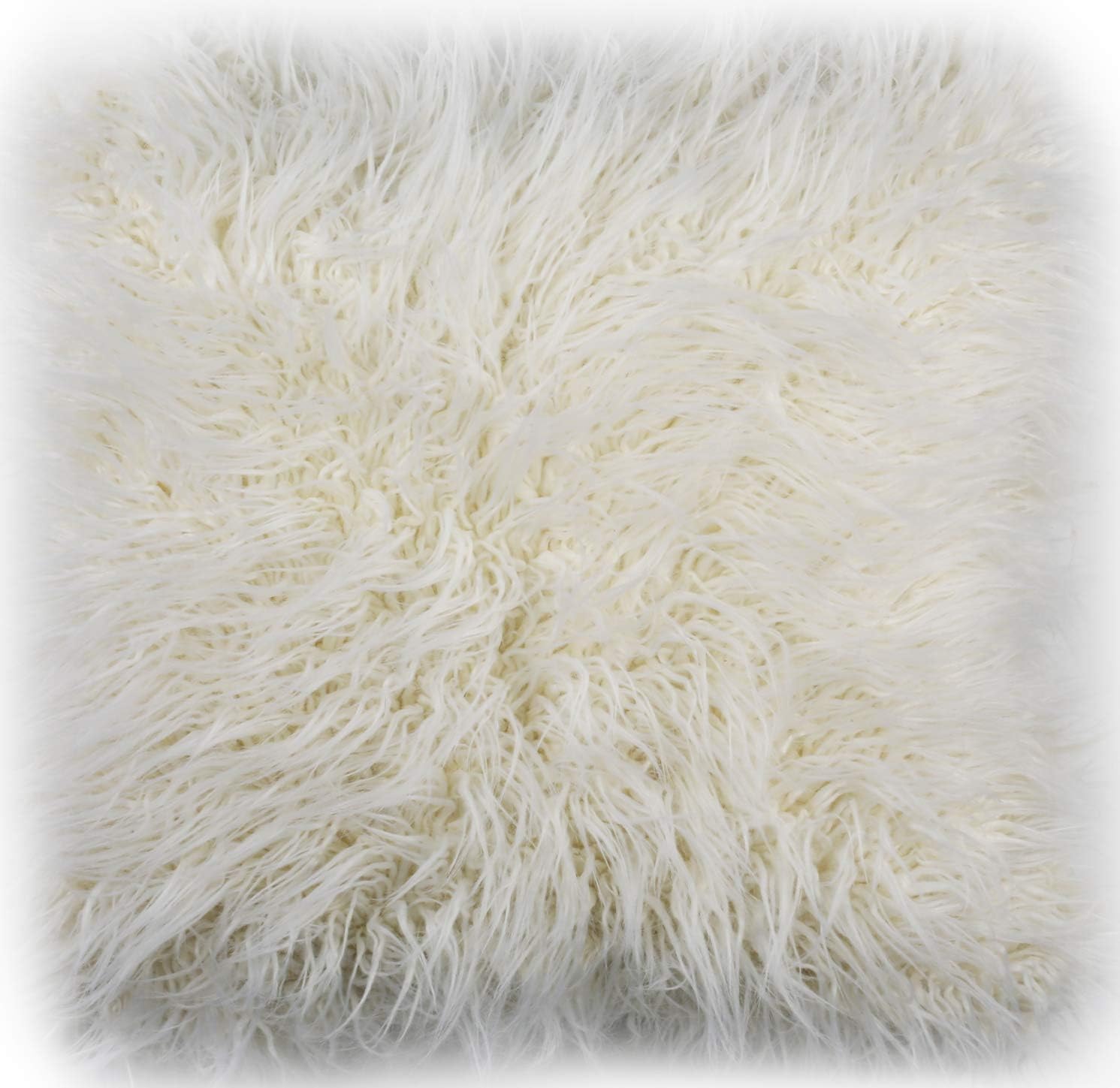 SAFAVIEH Faux Flokati Throw Pillow, 22"x22", Ivory