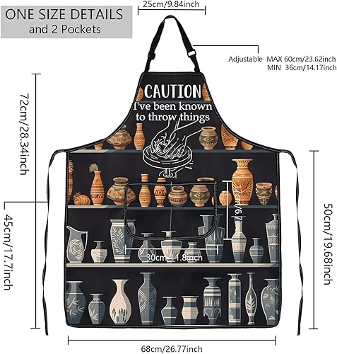Miniatura 2 de MBMSO Delantal de artista de cerámica para amantes de la cerámica, regalos de cerámica, precaución I've Been Known To Throw Things Pottery Maker