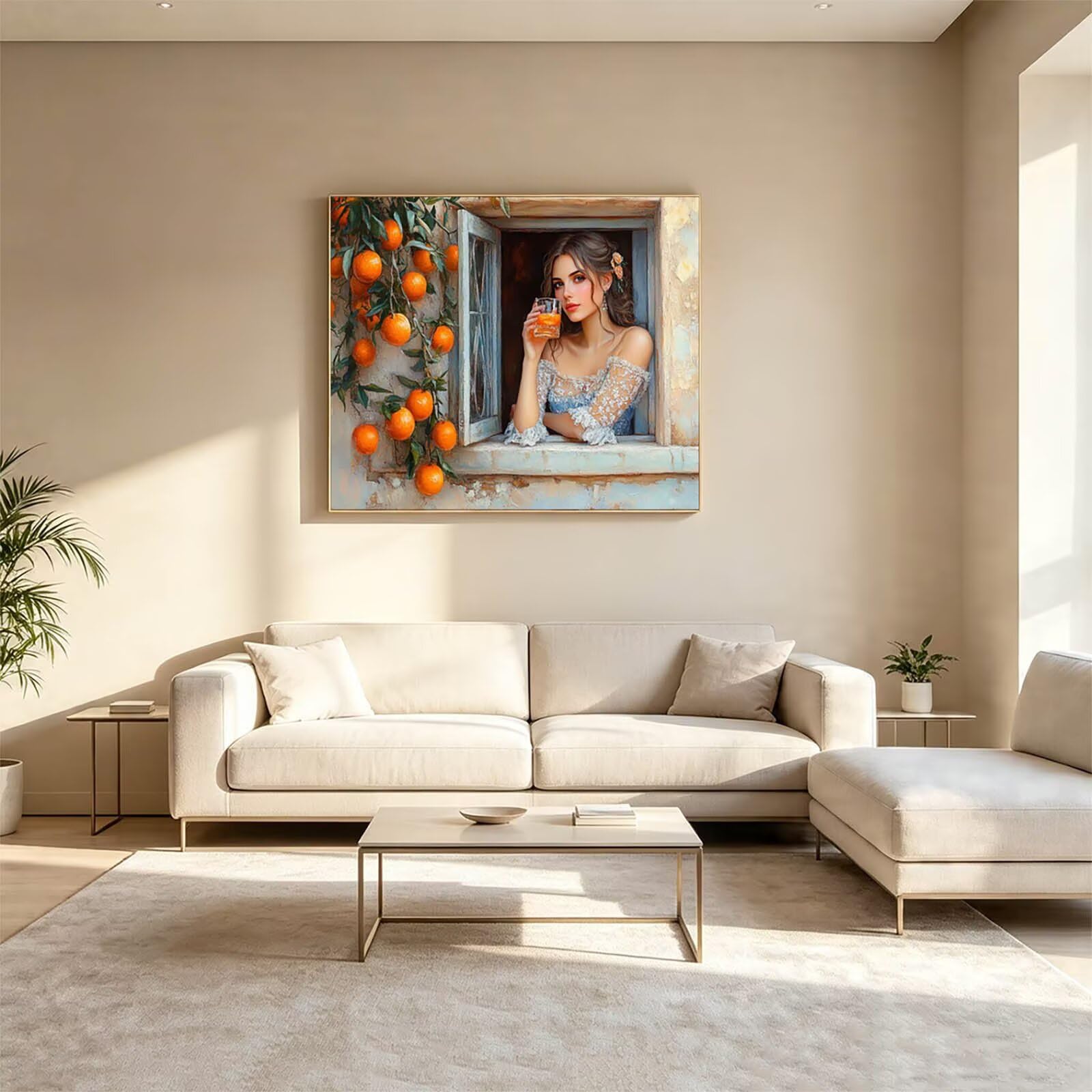 Malen Nach Zahlen Erwachsene Frau Leinwand zum Bemalen 70x95cm ZSHS-1280 | Diy Set Erwachsene mit Acrylfarben Set Pinselset Farbenfrohe Leinwand Fensterbank für Deko Wohnzimmer Geschenke für Frauen
