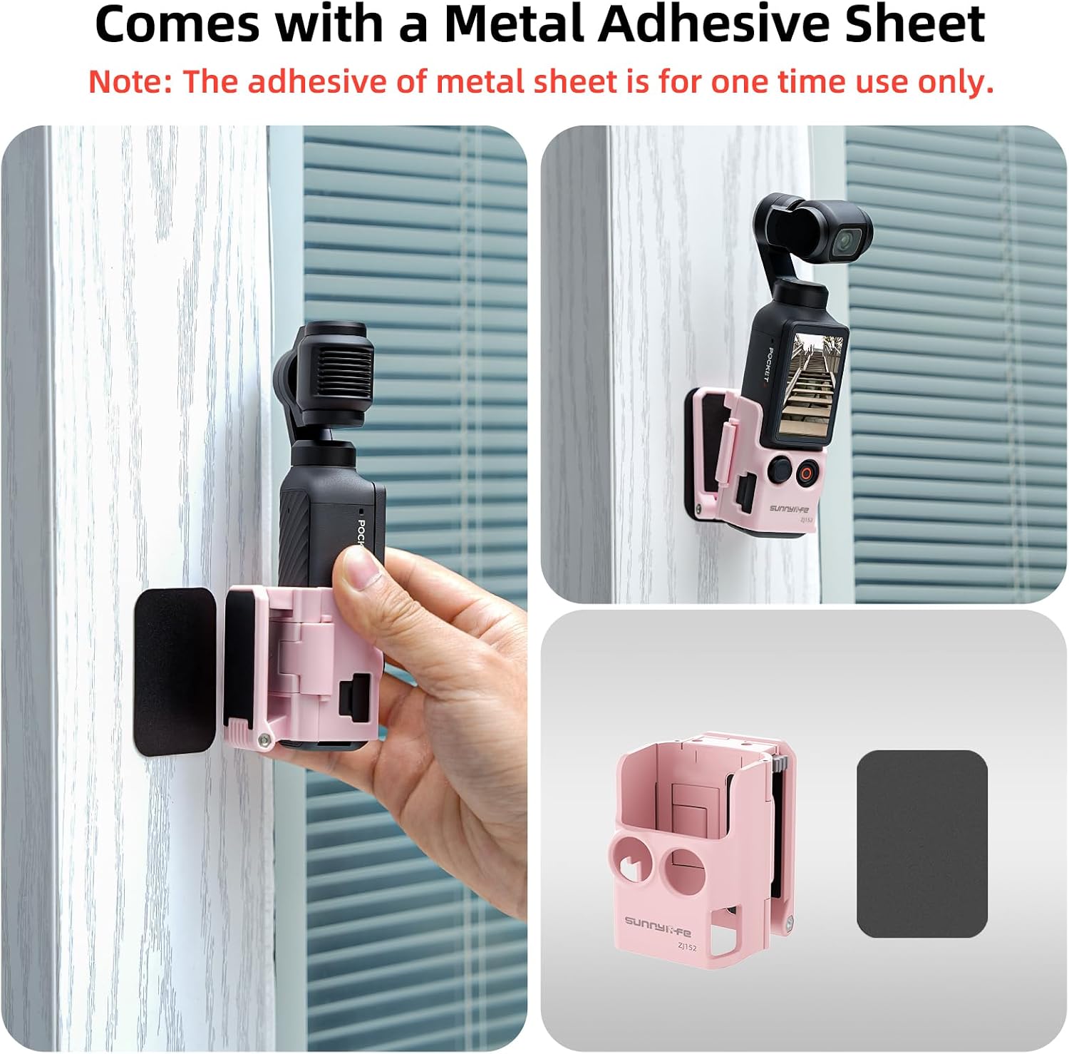 Magnetic Mount for DJI Osmo Pocket 4, 6 High-Strength Magnets 180° Adjustable Desktop Bracket, Magnetic Stand for Car/Vlog/Cycling/Time-Lapse, Includes Metal Adhesive Sheet - 48g Ultra-Light (Black)