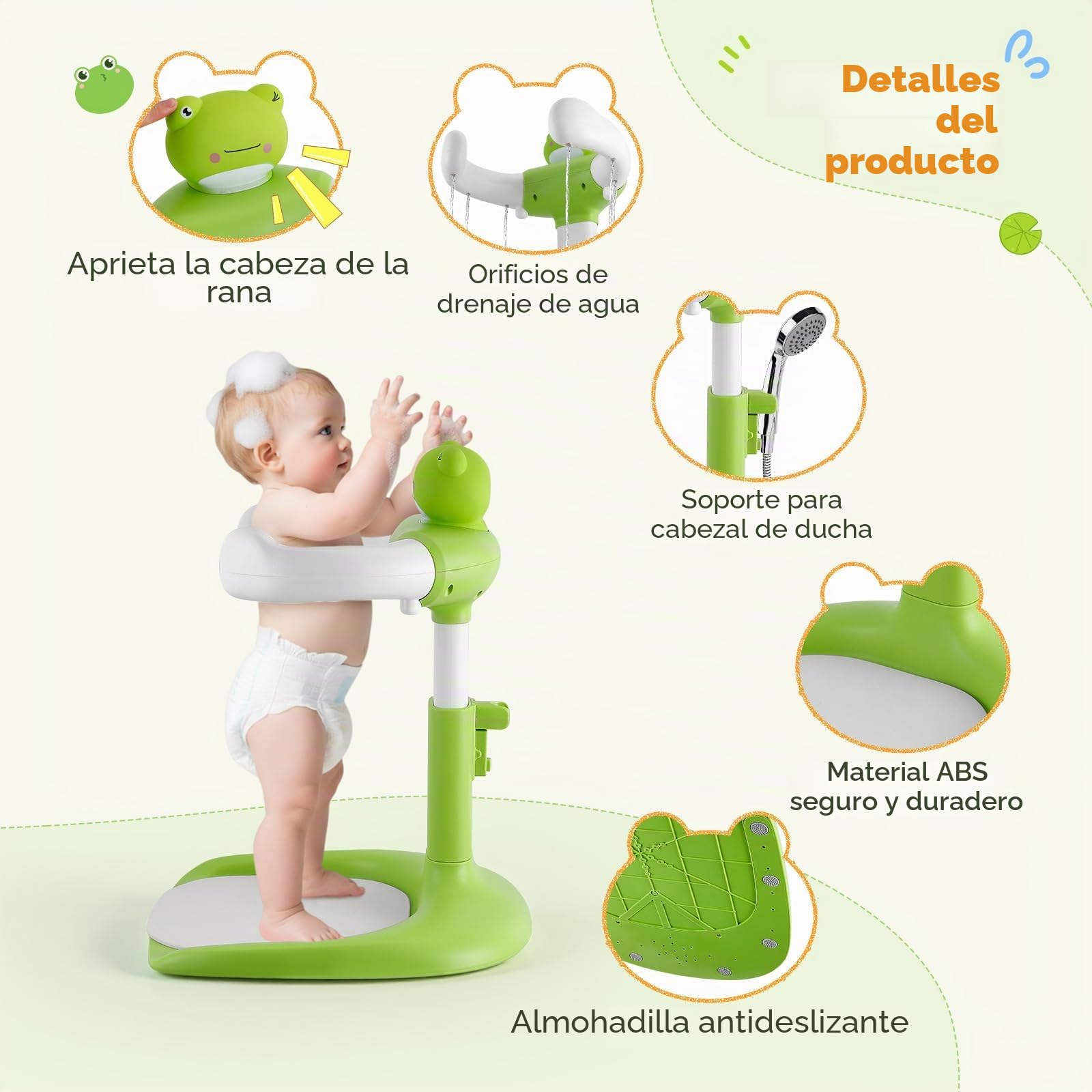 Soporte De Pie Para Niños Pequeños,Soporte de Bañera para Bebé con base antideslizante,baby shower para 8-36 Meses Para Niños Y Niñas,Bañarse y Cambiar Pañales