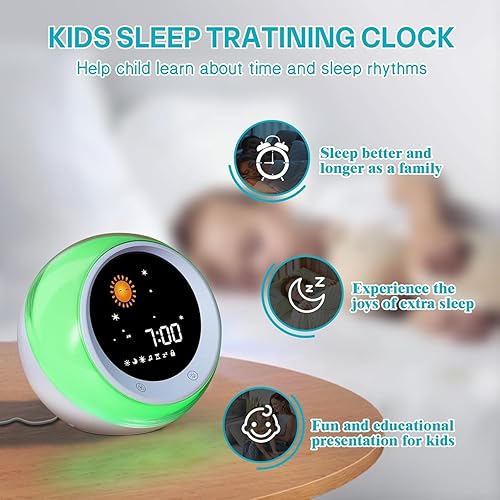 iHoo Toddlers Sleep Training Clock, Kids Alarm Clock with Night Light & Nap Timer, Ok to Wake Clock Gift for 2-9 Years Girls Boys White - 8