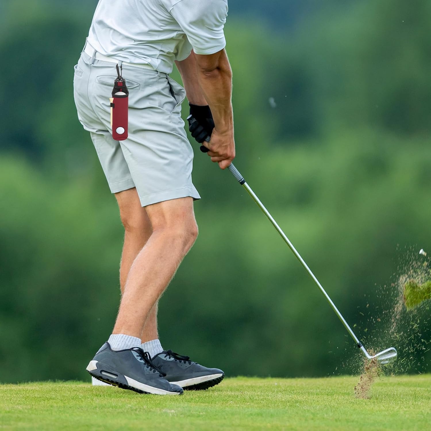 PATIKIL Golf Ball Carry Bag, 2 Pcs Golf Tee Holder Pouch Portable Neoprene Golf Ball Holder with Clip for Men and Women Storage Gifts, Burgundy - Image 4