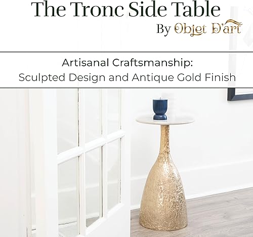 Miniatura 75 de OBJET D'ART ABEL, 21 pulgadas de altura, con acento metálico vintage, laterales, pedestal, coctail y bebidas para sala de estar y espacios pequeños