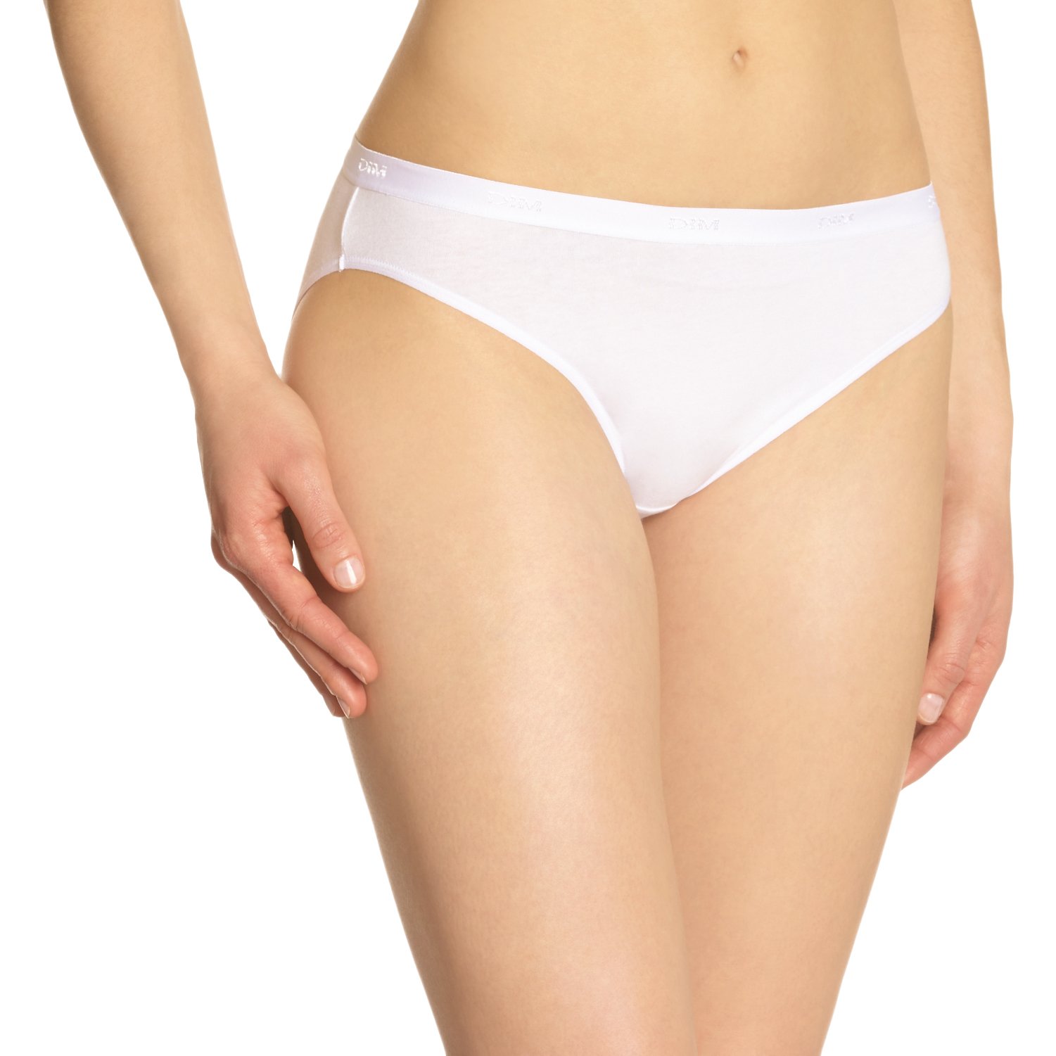 DIM Women's Les Pockets Ecodim Cotton Comfortable x3 Brief, White/Skin/Black, S