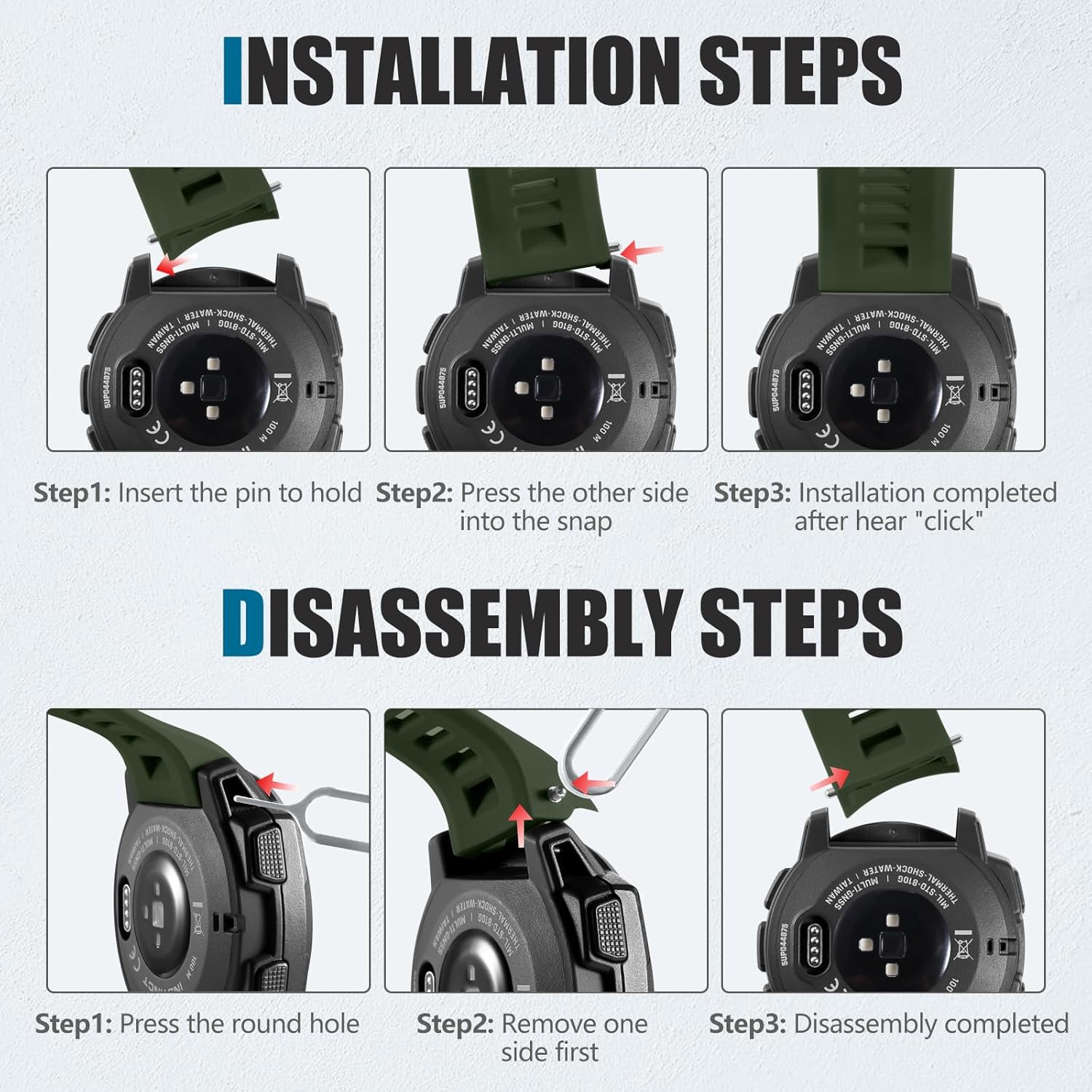 GEAK Compatible with Garmin Instinct Watch Band Replacement, Soft Silicone Strap Sport Wristband Replacement Compatible for Garmin Instinct 2/Instinct Esports/Solar/Tide/Tactical GPS Smartwatch