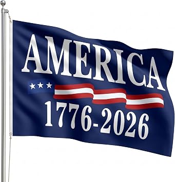 1776-2026 250th Anniversary Flag Double Sided 3x5 Ft, 250 Years USA Patriotic Banner, America Independence Celebration, Indoor Outdoor Display, Navy Blue