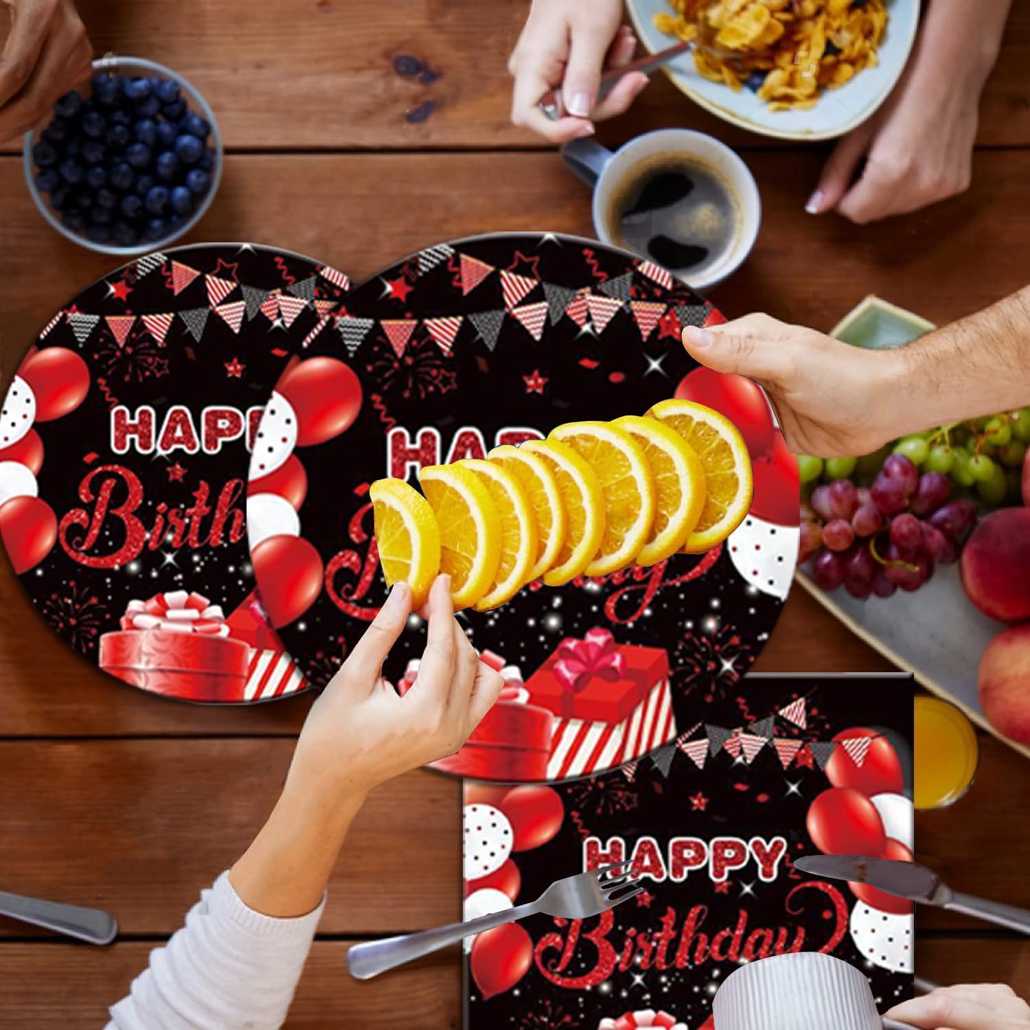 40Pcs Red and Black Birthday Party Decorations Happy Birthday Tableware Supplies Plates and Napkins Serves 20 Red and Black Party Decorations image 5 of 6 B0D7H5ZH2C