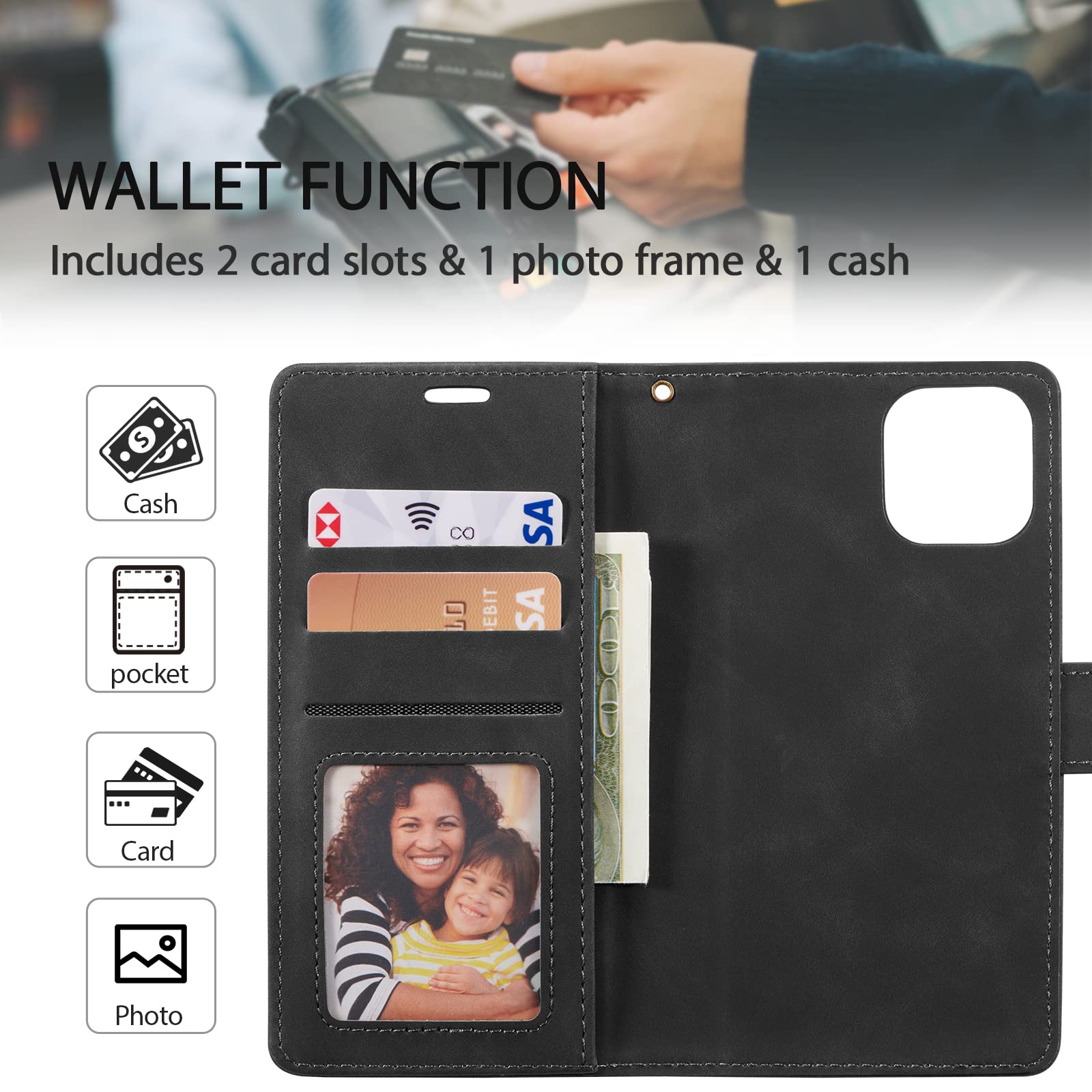 QLTYPRI Case for iPhone 11, 2 in 1 Detachable Wallet Case PU Leather with [Card Slots] [Kickstand][Wrist Strap][Magnetic Closure] Shockproof Flip Cover for iPhone 11(6.1 inch)- Black