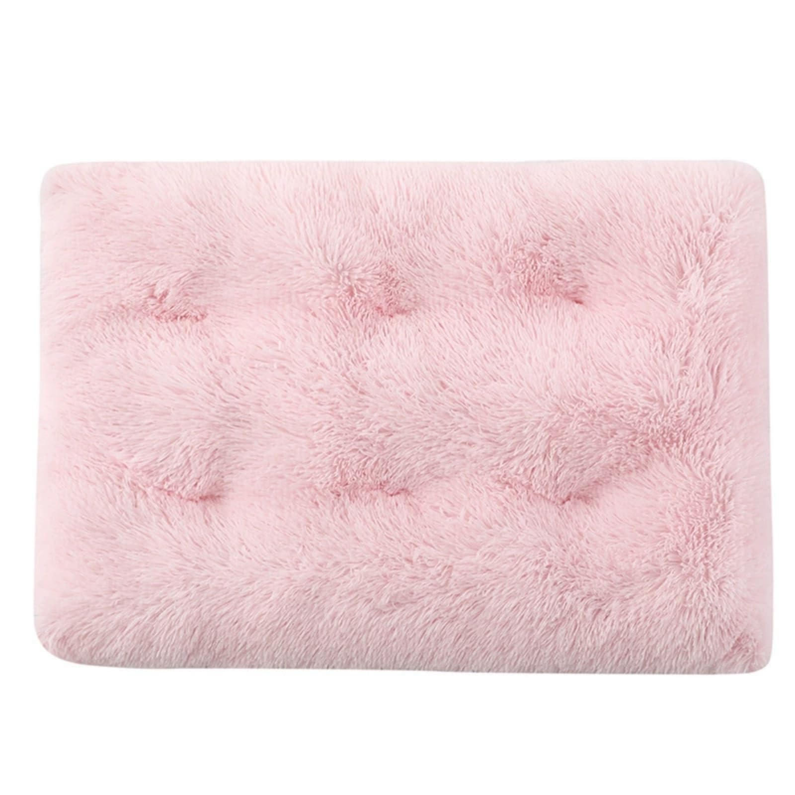 Mateju Plush Pet Bed Rectangle, Fluffy Pet Cushion Thick Warm Soft Plush Dog Cat Bed for Indoor Calming Puppy Kitten Petbed with Non Slip Bottom for Small Medium (Light Pink,S 55x40cm)
