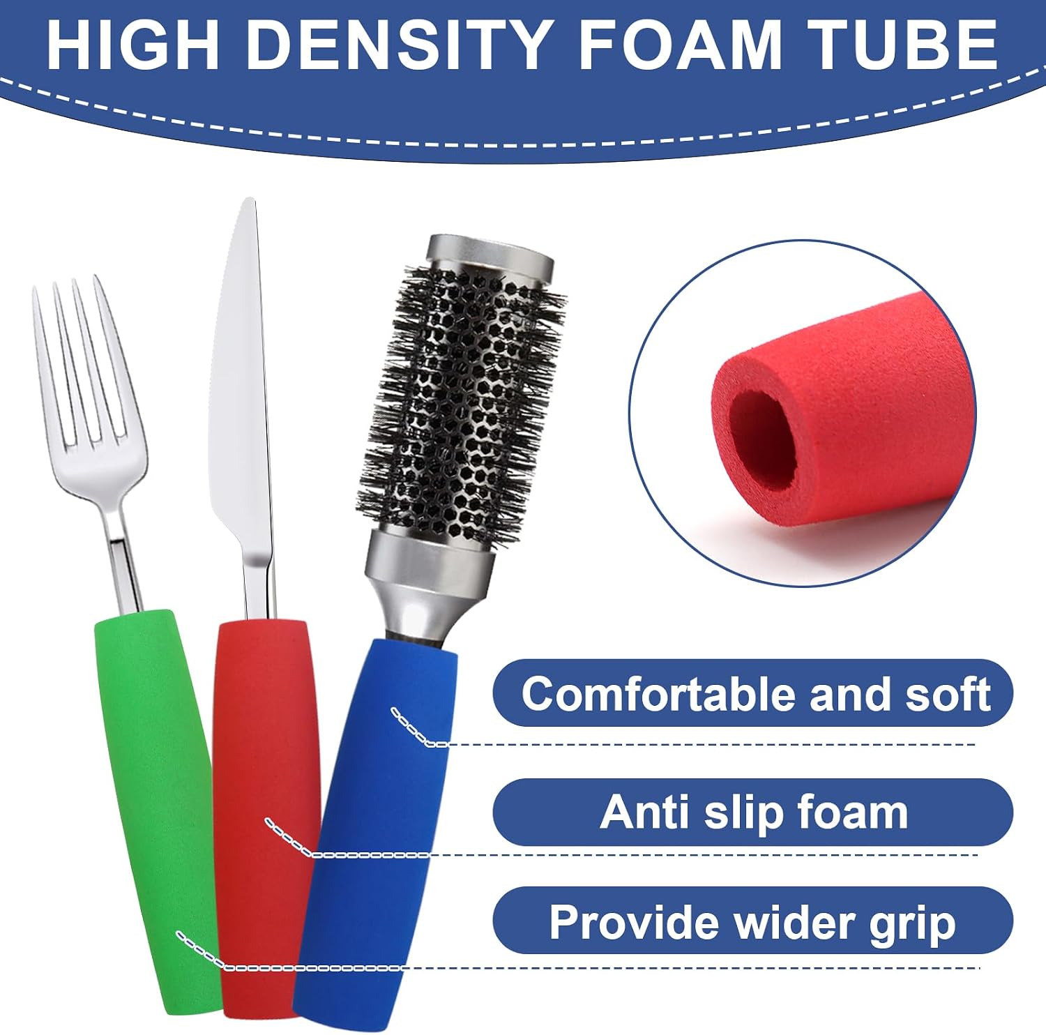 Foam Grip Tubing for Utensils Tools Pens Foam Tubing Cutlery Grip Comfort Grip for Elderly and Disabled 10 PCS