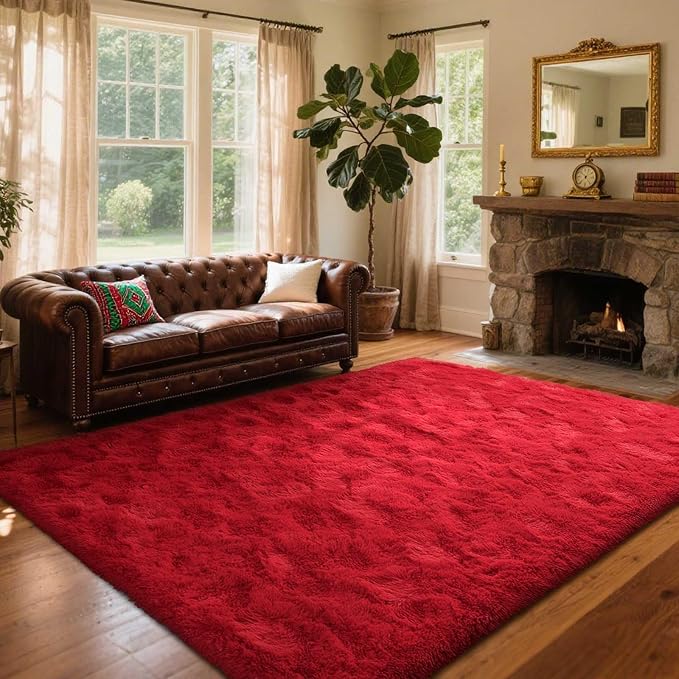 6x9 Ft Large Shag Black Rug for Living Room, Ultra Soft Fluffy Furry Area Rugs for Bedroom Indoor Floor, Aesthetic Carpet for Kids Home Decor