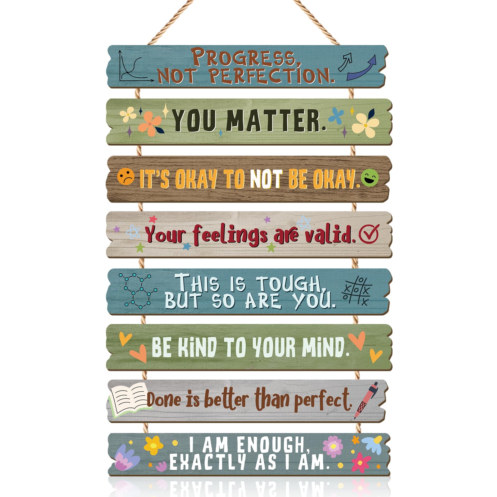 Celestdeco Mental Health Affirmations Wooden Sign Therapy Office Classroom