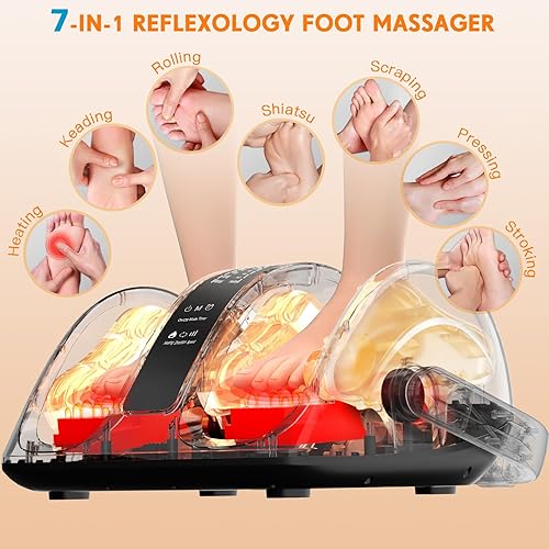 Miniatura 3 de CARESKYpro Shiatsu - Máquina masajeadora de pies con calor y control remoto, 3 calentamientos mejorados para circulación y alivio del dolor,