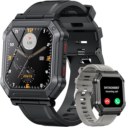 Reloj inteligente para hombre, rastreador de ejercicios (llamadarespuesta de llamadas) Bluetooth Militar Smartwatch para teléfonos Android, iPhone, disponible en Yaxa Peru