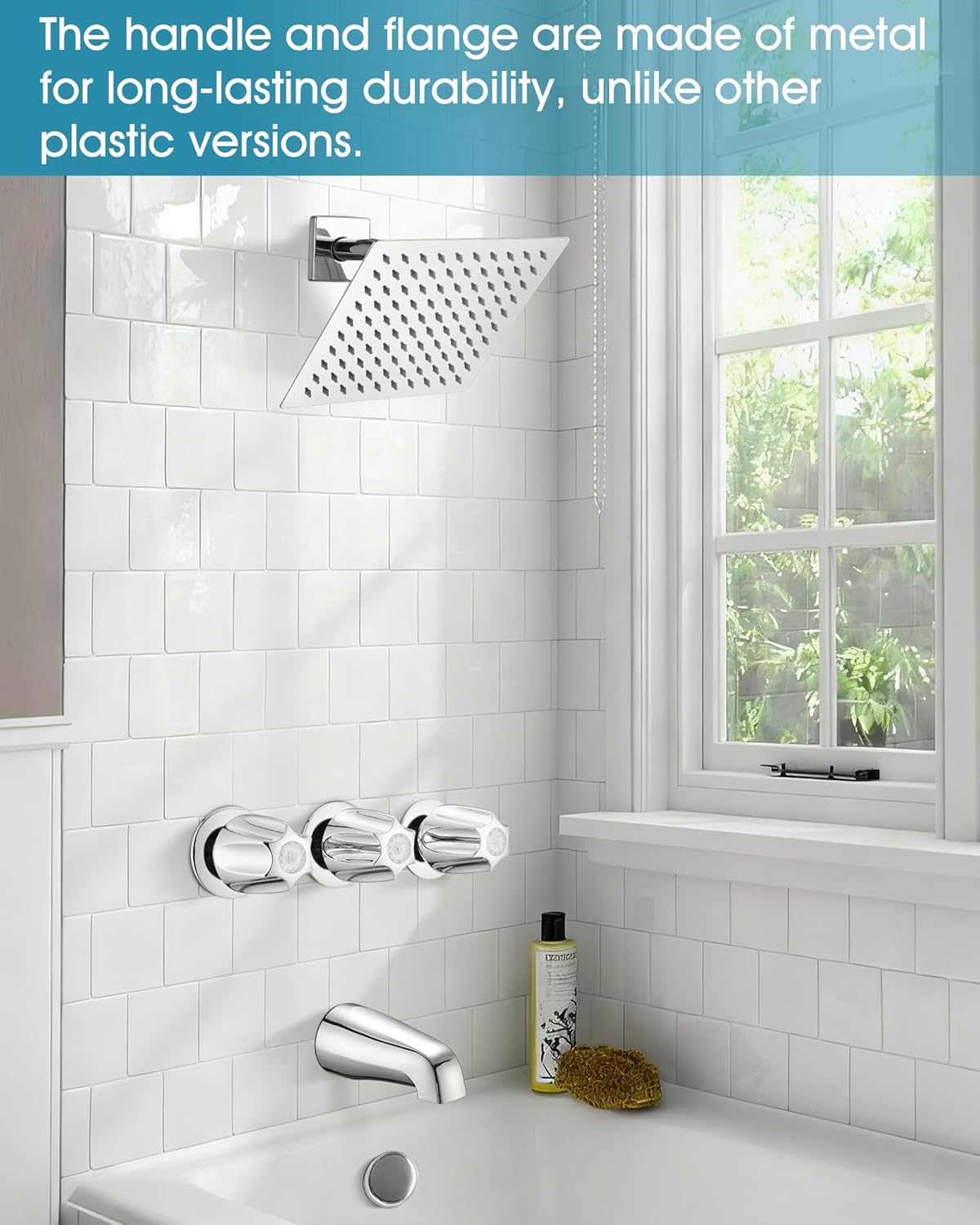 Bathtub& Shower 3-Handle Remodel/Rebuild Trim Kit Replacement for Price Pfister Verve, 3 Knob Metal Handle，Chrome