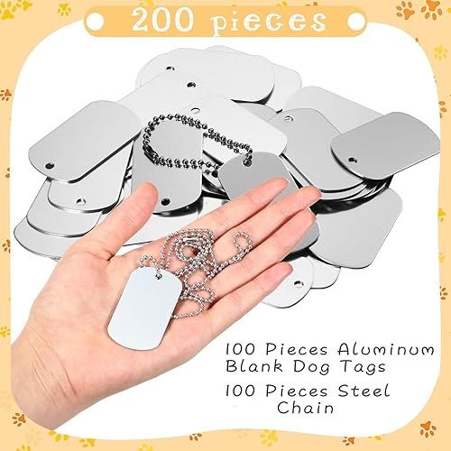 Miniatura 4 de Yinkin Juego de 200 Piezas de Placas Militares Personalizadas para Perro Incluyendo 100 Piezas de Placas de Perro de Aluminio en Blanco para Grabado