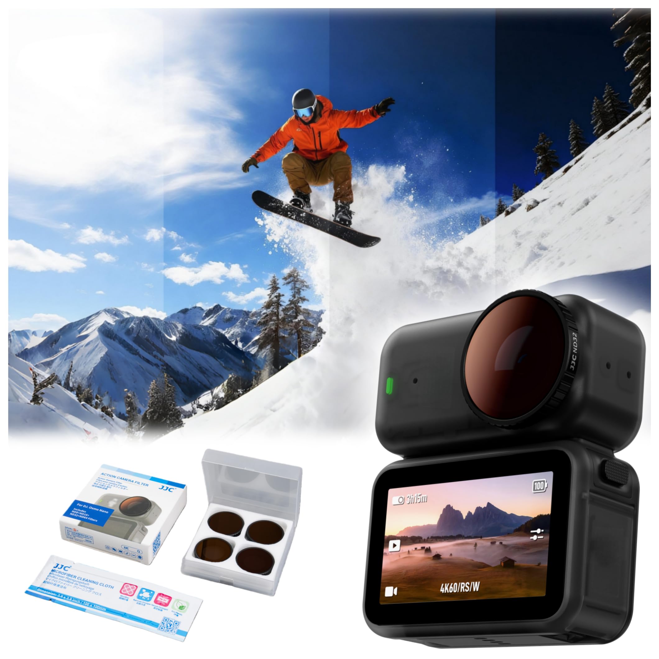 Set di 4 filtri a vite ND per DJI Osmo Nano Multi Coatings lenti ottiche in vetro ottico con custodia