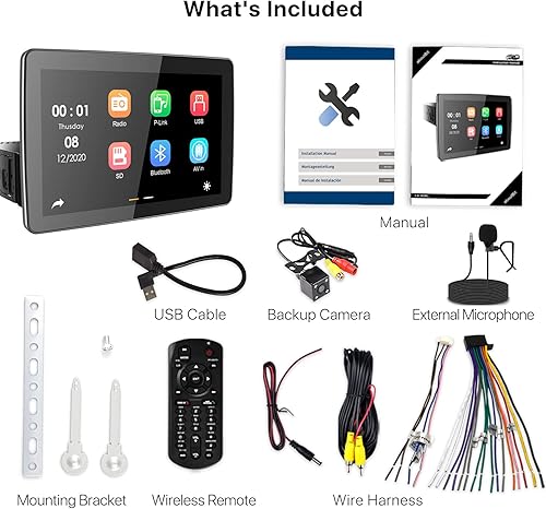 Miniatura 9 de Estéreo para automóvil de 9 pulgadas con Apple CarPlay, receptor multimedia ajustable con PhoneLinkBluetoothMICDual USBAM y FM RadioUSB y SDcámara