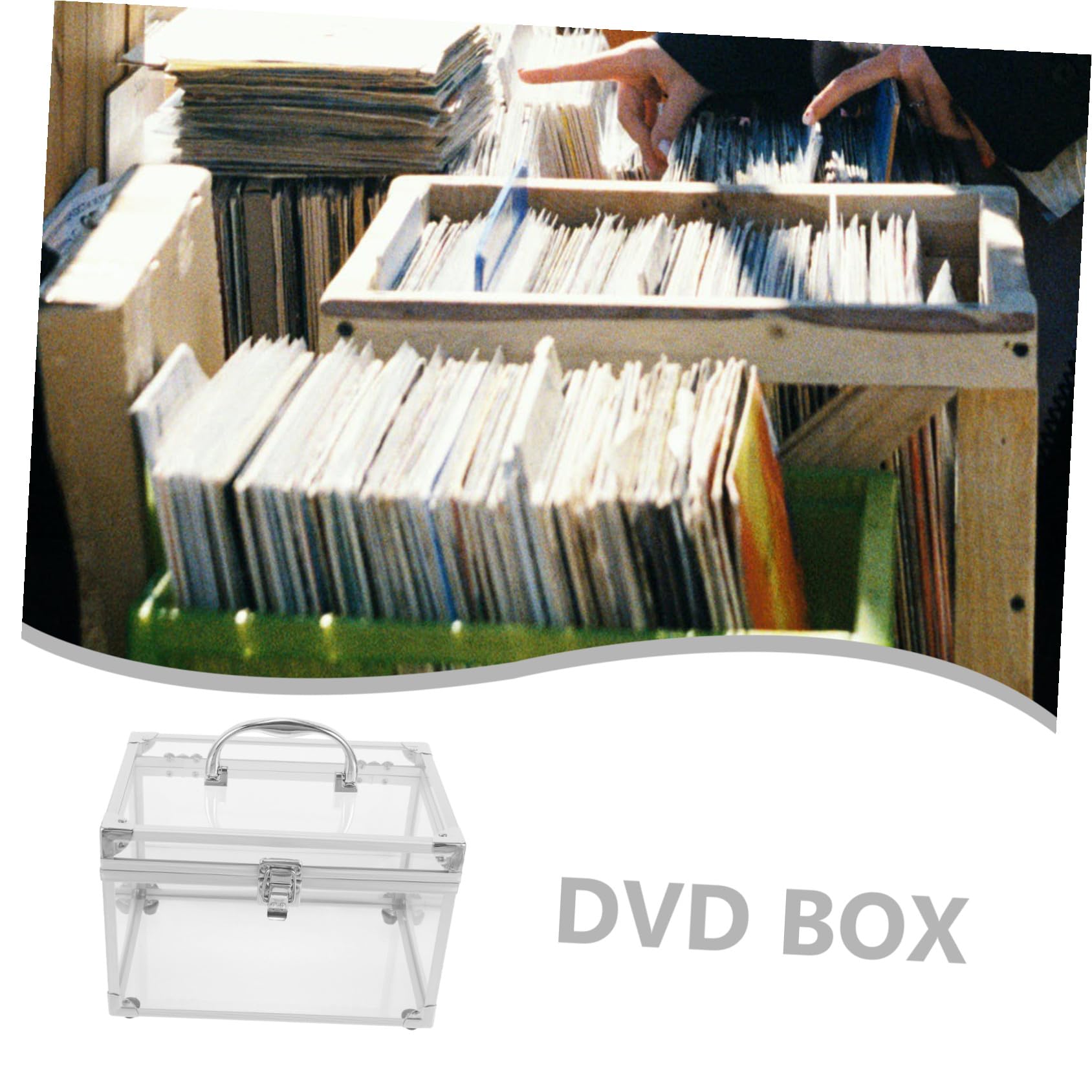 TEHAUX Scatola Porta Dvd Trasparente con Maniglia Organizer Compatto per CD e Dvd Custodia Salvaspazio per Dischi Contenitore Portatile Facile da Trasportare per Musica e Film