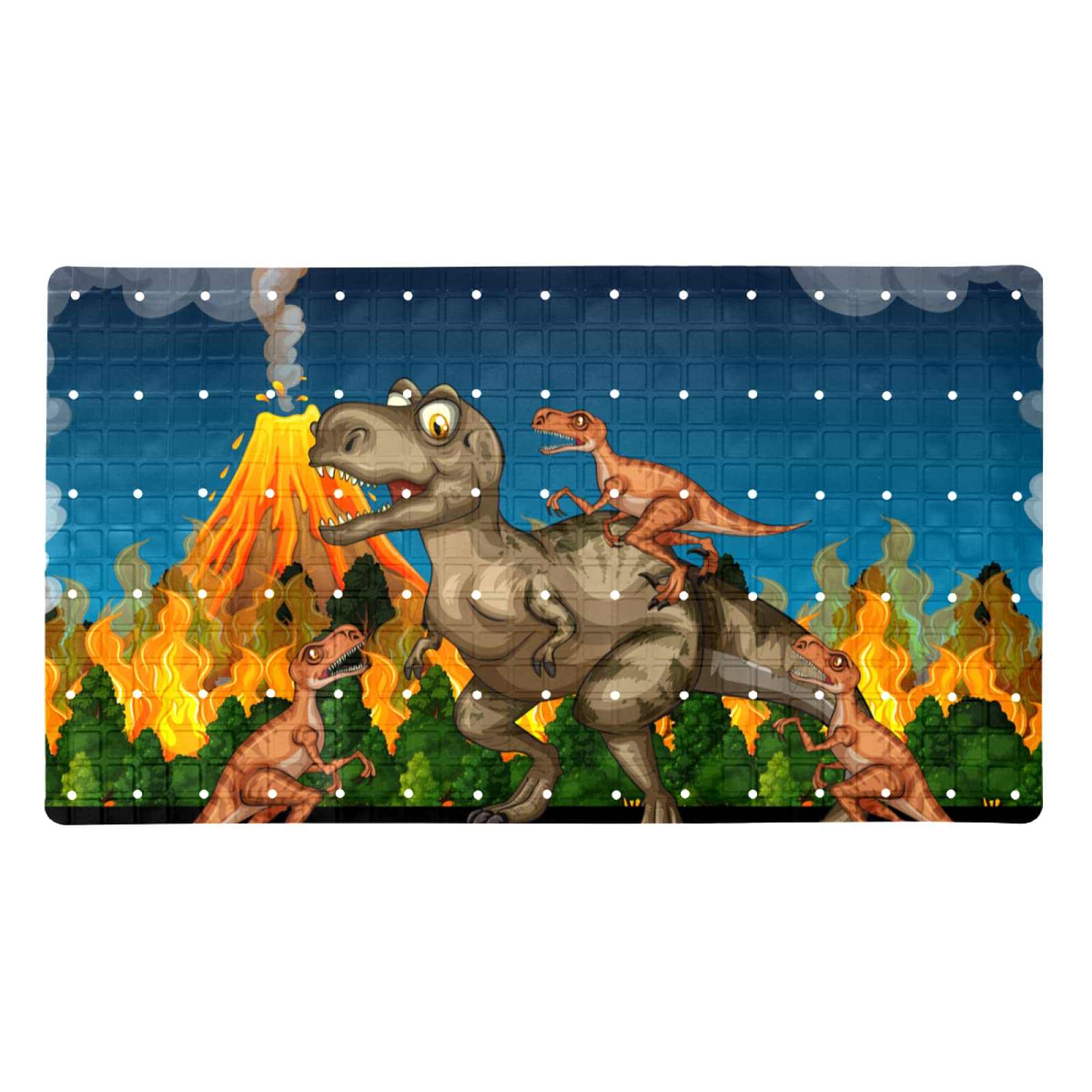 Tapis de bain antidérapant dinosaures 71x40cm pour le rituel du soir