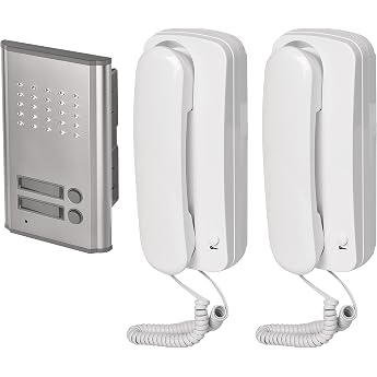 EMOS Audio Door Intercom Set for Two Subscribers, Surface-Mounted, Elegant Design, Intercom/Audio Kit with Door Opener Option
