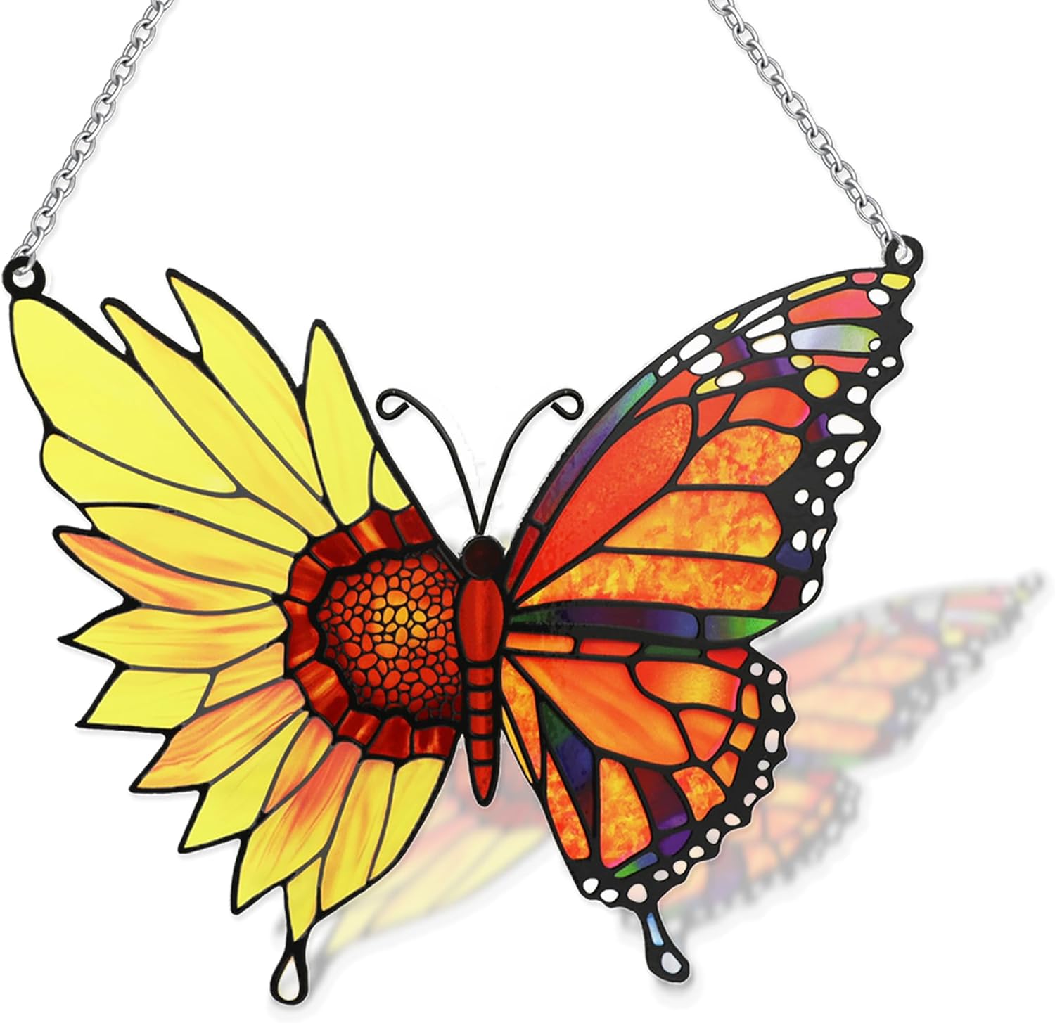 Stained Glass Window Hanging, Sunflower Suncatcher Gifts for Women,Men and Mom, Sunflower Glass Window Decor for Garden Home Decor, Mother's Day, Birthday Gift, Grandma Gift