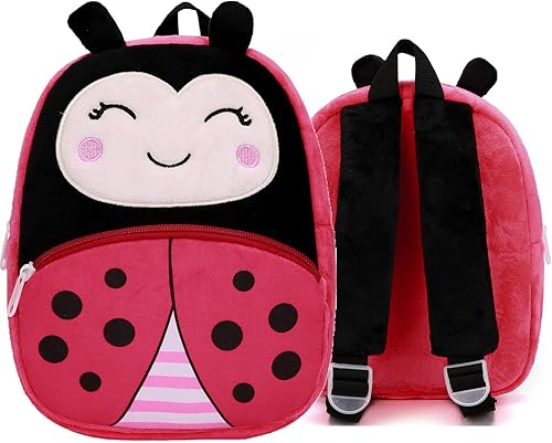 Miniatura 5 de Ladyzone Mochila para niños pequeños, mochila de animales del zoológico, bonita bolsa de felpa de dibujos animados de 10 pulgadas, bolsa de libro