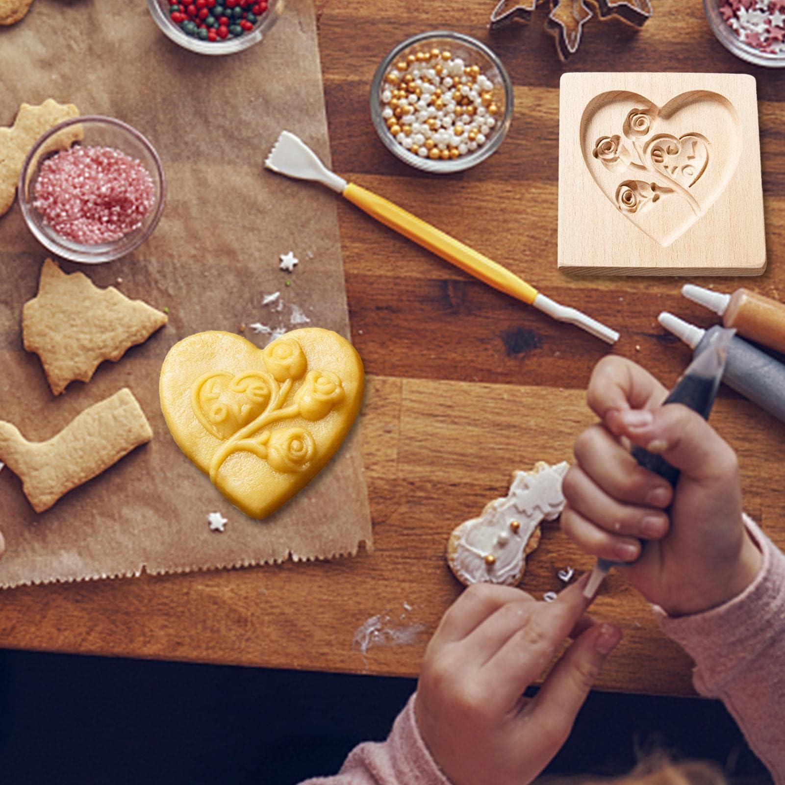 Keksausstecher, Plätzchenformen aus Holz,Keks,Holzkekse | Keksformen for Backen, DIY Lebkuchen-Keksstempel, Kekspresse, Stempelformen, Keksausstecher