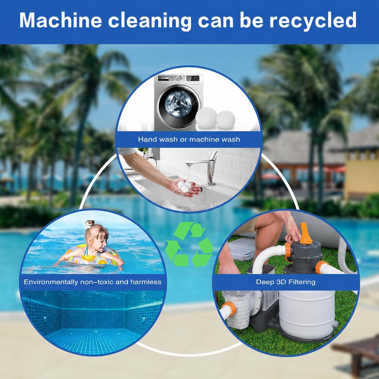 Shelprojsu Sfere filtranti per piscina da 1,4 kg, per filtri a sabbia, riutilizzabili, ecologiche, sostituiscono 45,4 kg, filtro a sabbia per filtro a sabbia, nuoto e acquari