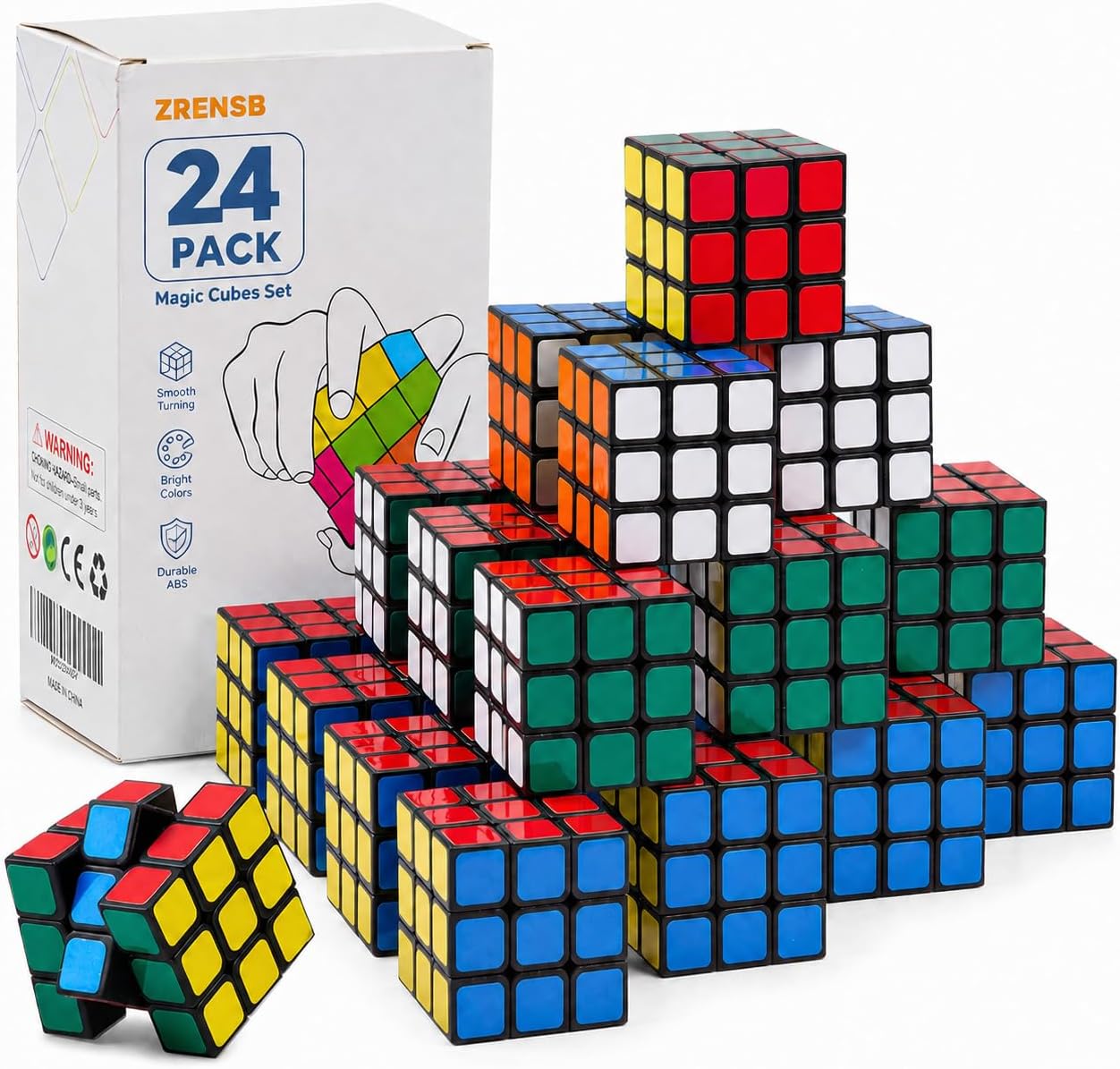 24 Pack Mini Puzzle Cubes, 1.18 Inch 3x3 Mini Magic Cube Bulk Party Favors | Party Favors, Classroom Rewards, Stocking Stuffers, Carnival Prizes, Kids Brain Teaser,birthday gift