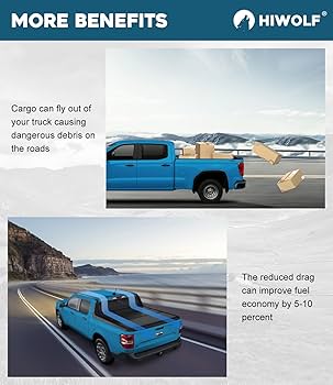 HIWOLF FRP Hard Tri Fold Truck Bed Tonneau Cover Fits 2017