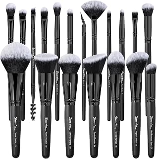 BueartDesign 19Pcs Ultra Soft Dense Hair Makeup Brushes Set - Labeled Pro Face & Eye Brushes with Case, Vegan Cruelty-Free