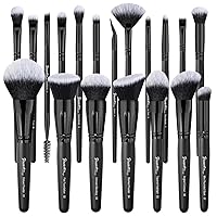 Vista 10 de Bueart Design 19 piezas Juego de brochas de maquillaje ULTRA SUAVE con etiqueta negra Incluye brocha grande para polvo, brocha plana para base