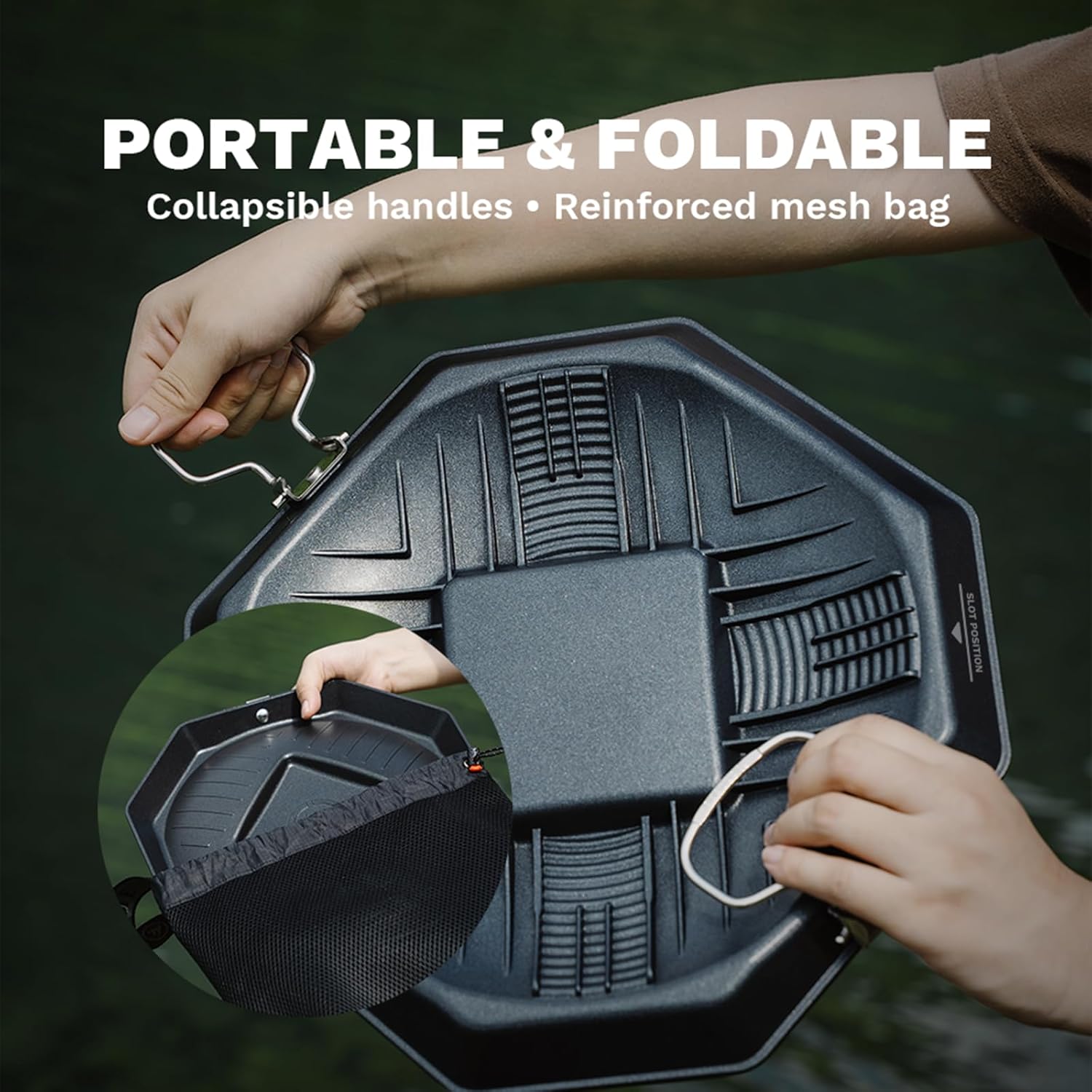 Fire-Maple SizzlePro Multi-Function Frying Pan - 11.9" Foldable Camping Griddle with Dual Cooking Zones, 2.2mm Thick Aluminum & Stainless Steel, Perfect for Group Camping, RV, etc