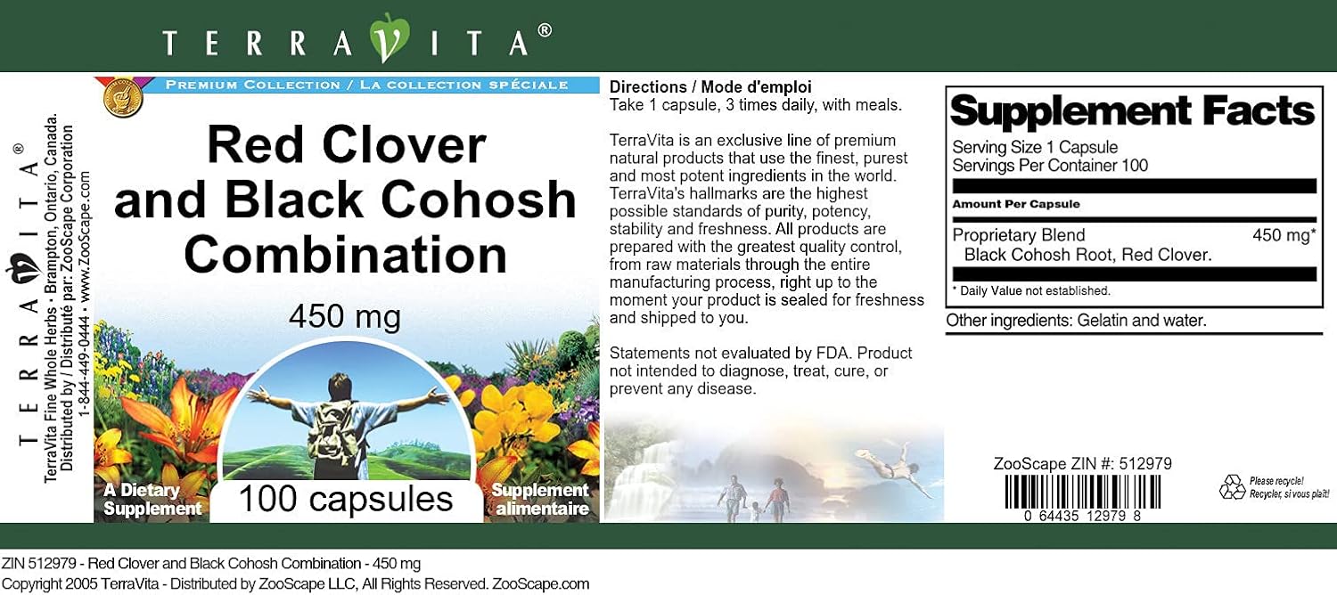 Red Clover and Black Cohosh Combination - 450 mg (100 Capsules, ZIN: 512979) - 3 Pack