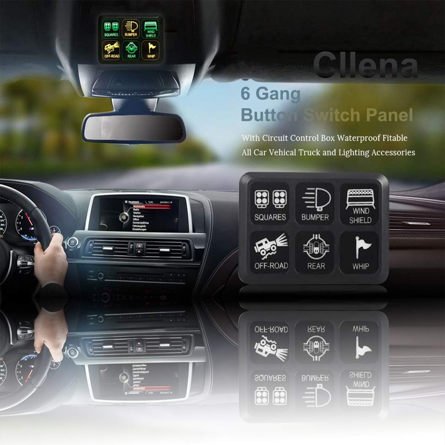 Cllena Universal 6 Gang ON/Off Switch Panel with Relay System Fuse Box Wiring Harness Assembly Kit for Car Auto Truck Camper Rv ATV UTV Jeep Off-Road Marine Boat Accessories