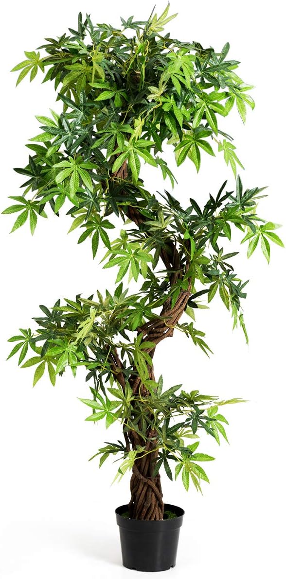 Goplus Fake Tree Artificial Sargent Gloryvine Plants in Nursery Pot Decorative Trees for Home, Office, Lobby (5ft Sargent gloryvine)