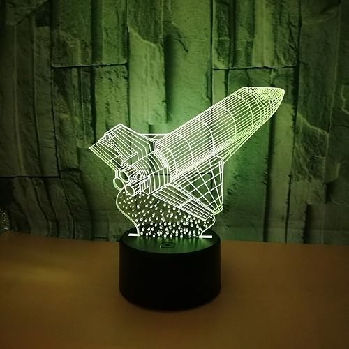 Lámpara de ilusión de luz nocturna de cohete 3D, 7 cambio de color, LED, táctil, USB, mesa, regalo, juguetes para niños, decoración de Navidad,