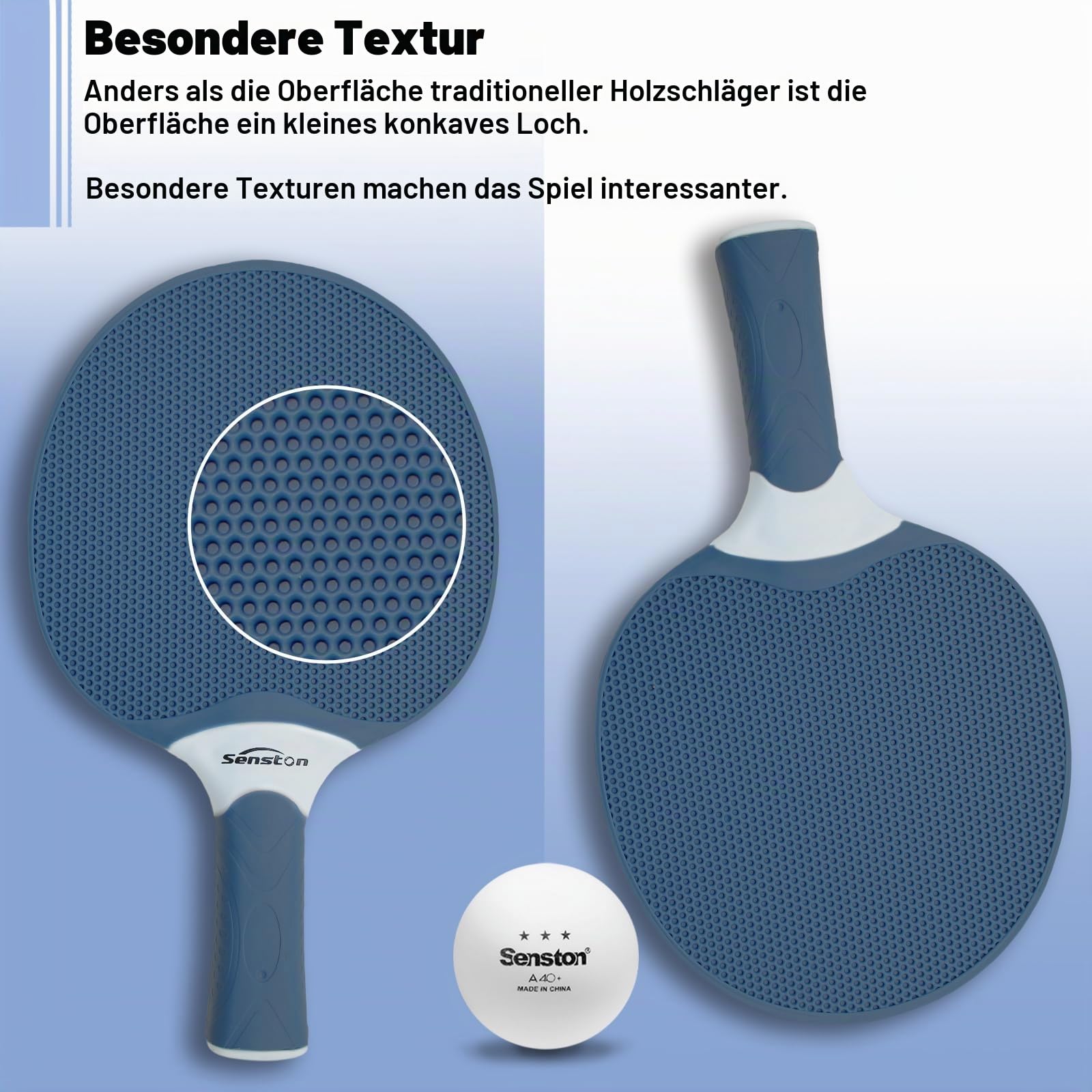 Senston Tischtennisschläger Set, Professionelles Tischtennis Set für 2-4 Spieler, Verbundgummi Tischtennisschläger, Indoor- oder Outdoor-Spiele.