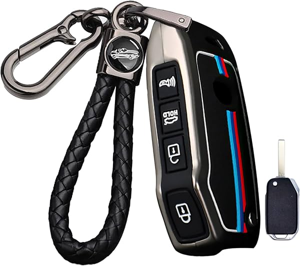 Funda de llavero de 4 botones para Kia Seltos Forte Niro Sportage LX Soul Sorento Telluride K5 K3 Sonet, metal y silicona, negro