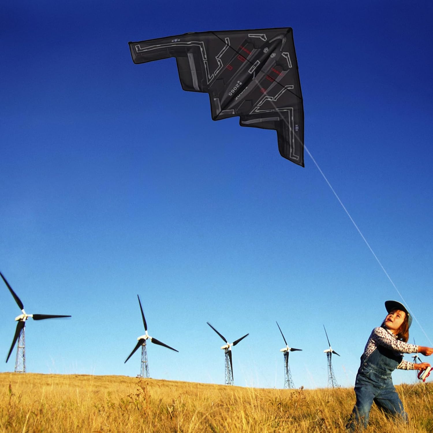Hengda Kite Airplane Kite,for Kids and Adults,Plane Kite Easy to Fly,Excellent Fabric and Structure Design,The Pictures are Beautiful in high Definition,Suitable for Beginners Black